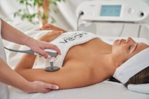 Indiba Deep Beauty Body treatment using the Indiba Deep Beauty Edna machine to help reduce wrinkles, crows feet and make the skin glow. Cellulite too.